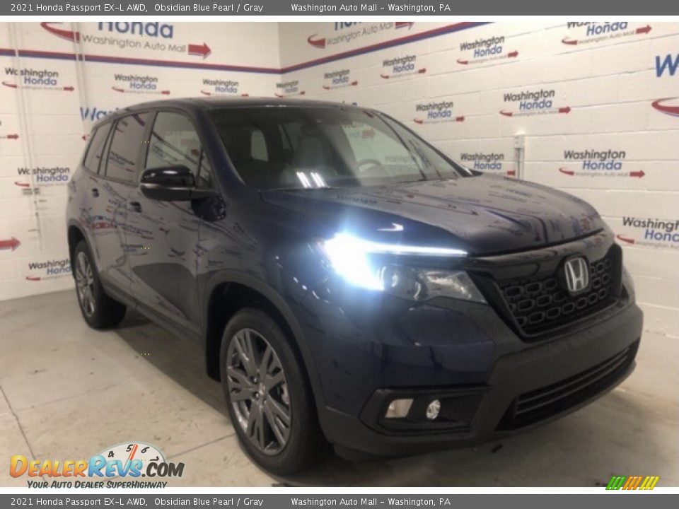 2021 Honda Passport EX-L AWD Obsidian Blue Pearl / Gray Photo #2