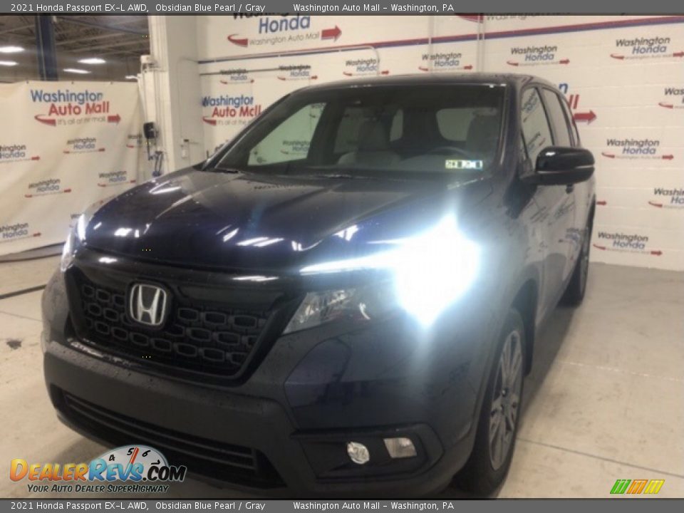 2021 Honda Passport EX-L AWD Obsidian Blue Pearl / Gray Photo #3