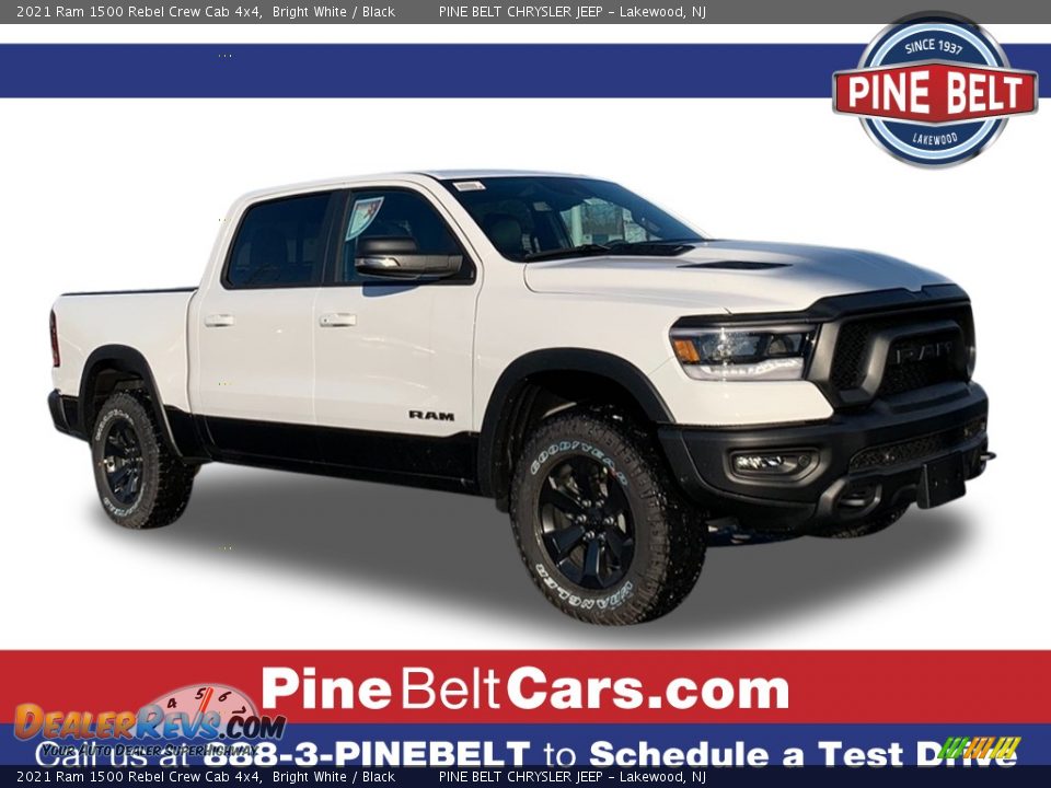 2021 Ram 1500 Rebel Crew Cab 4x4 Bright White / Black Photo #1