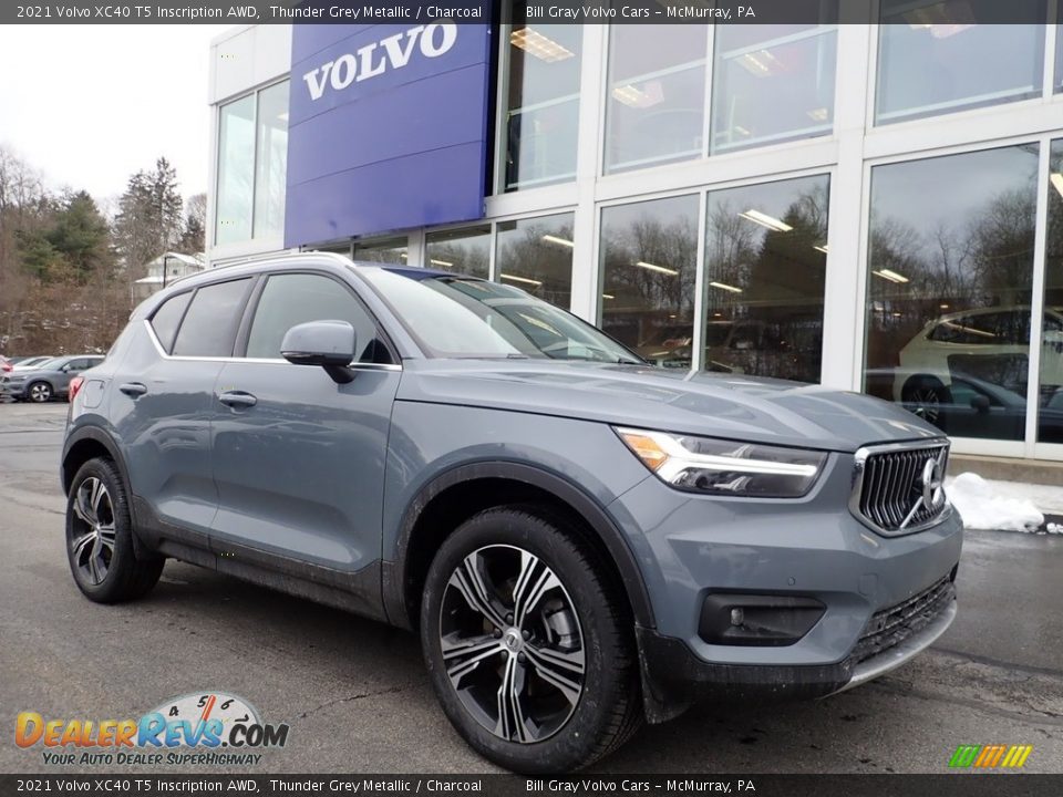 2021 Volvo XC40 T5 Inscription AWD Thunder Grey Metallic / Charcoal Photo #1