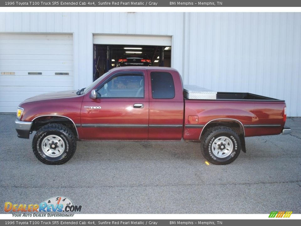 Sunfire Red Pearl Metallic 1996 Toyota T100 Truck SR5 Extended Cab 4x4 Photo #2