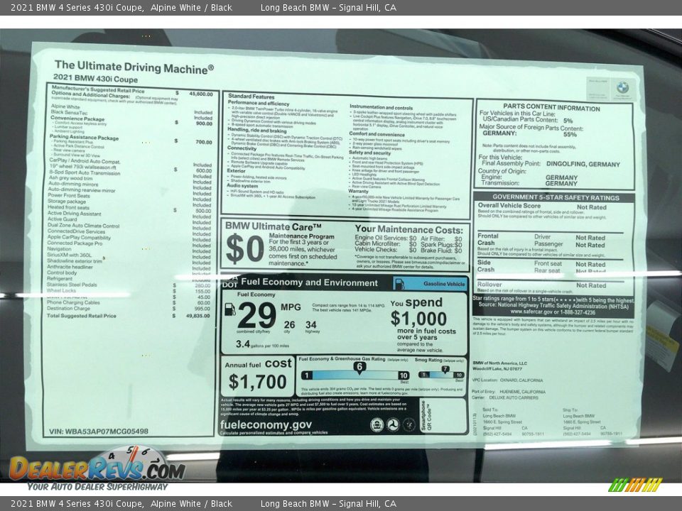 2021 BMW 4 Series 430i Coupe Alpine White / Black Photo #12