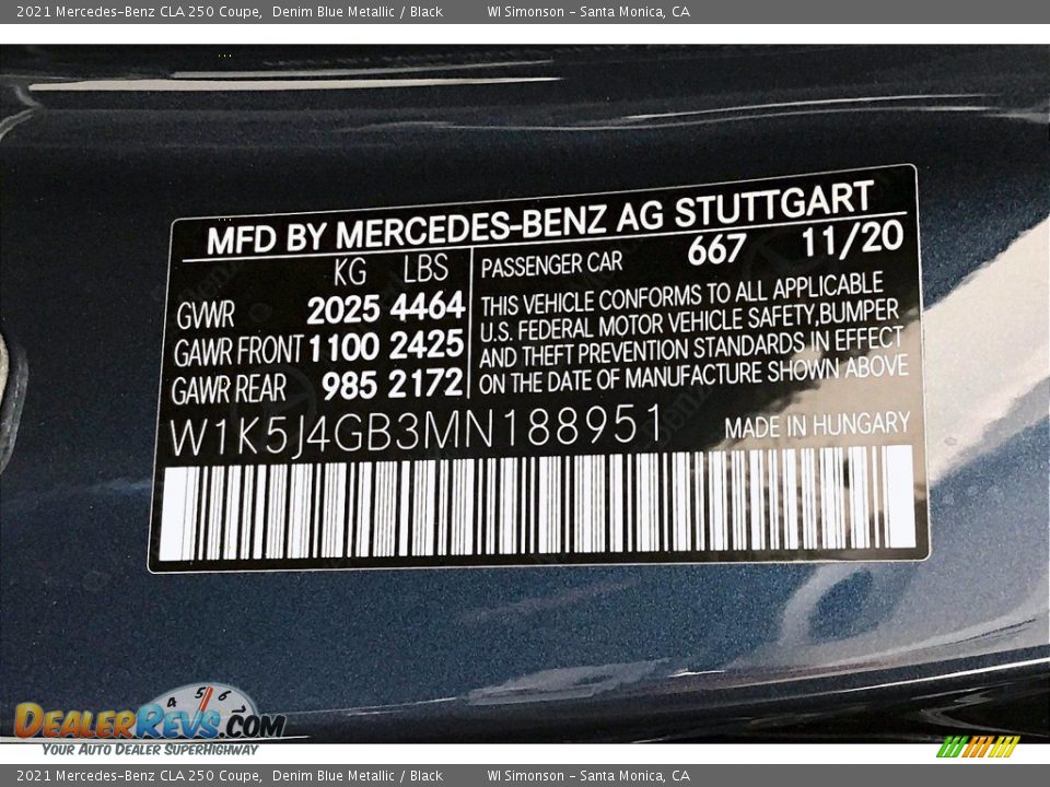 2021 Mercedes-Benz CLA 250 Coupe Denim Blue Metallic / Black Photo #10