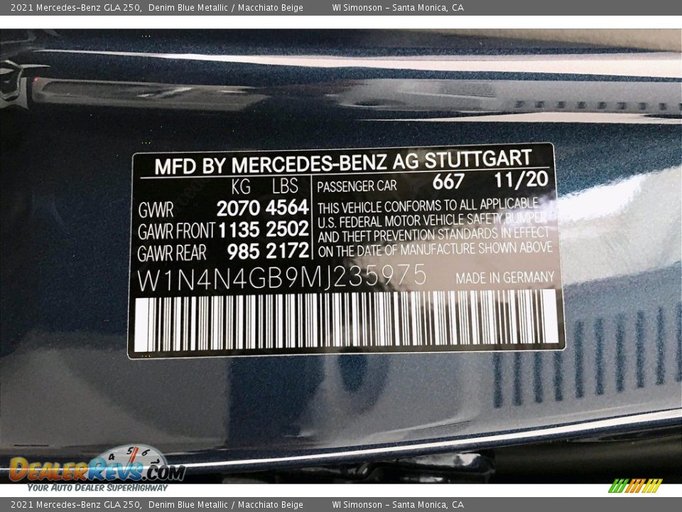 2021 Mercedes-Benz GLA 250 Denim Blue Metallic / Macchiato Beige Photo #10
