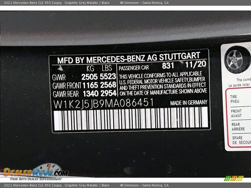 2021 Mercedes-Benz CLS 450 Coupe Graphite Grey Metallic / Black Photo #10