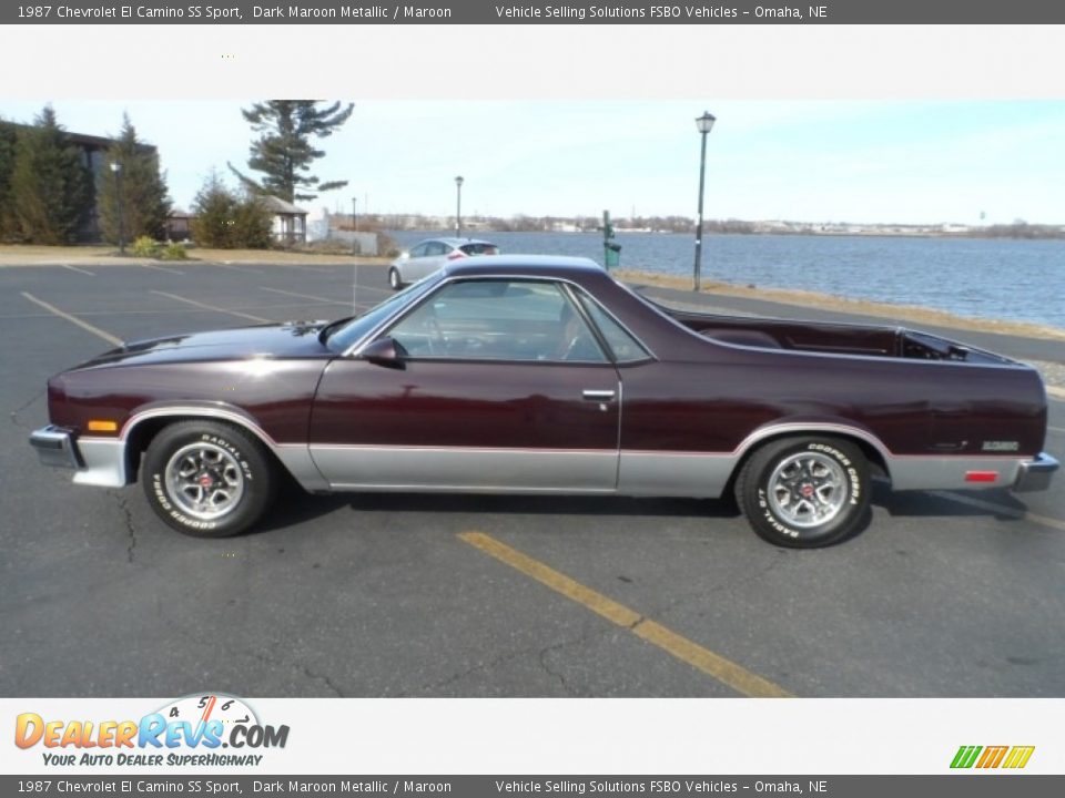 1987 Chevrolet El Camino SS Sport Dark Maroon Metallic / Maroon Photo #2