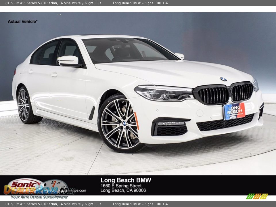 2019 BMW 5 Series 540i Sedan Alpine White / Night Blue Photo #1