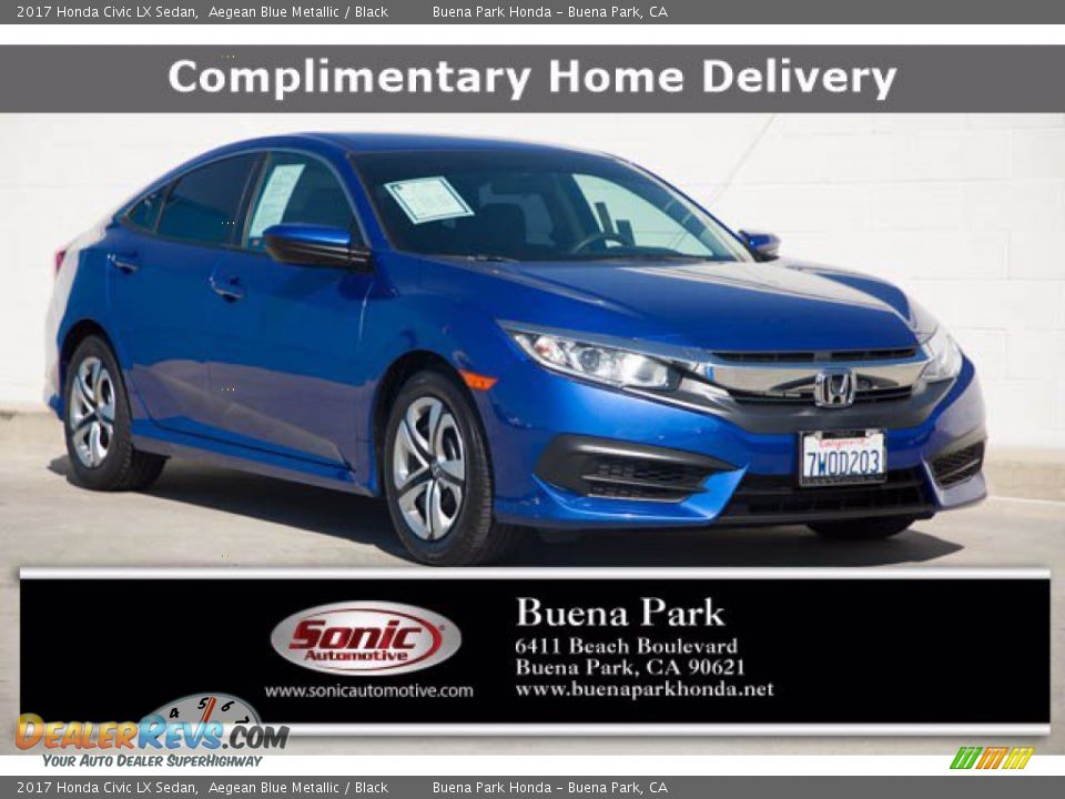 2017 Honda Civic LX Sedan Aegean Blue Metallic / Black Photo #1