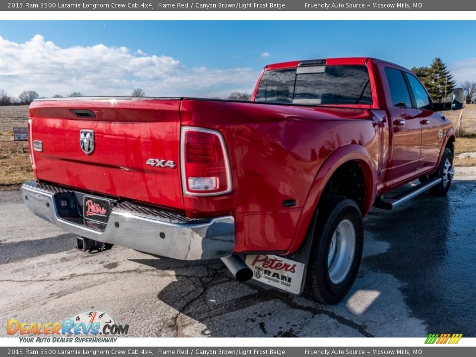 2015 Ram 3500 Laramie Longhorn Crew Cab 4x4 Flame Red / Canyon Brown/Light Frost Beige Photo #4