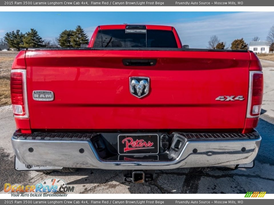 2015 Ram 3500 Laramie Longhorn Crew Cab 4x4 Flame Red / Canyon Brown/Light Frost Beige Photo #5