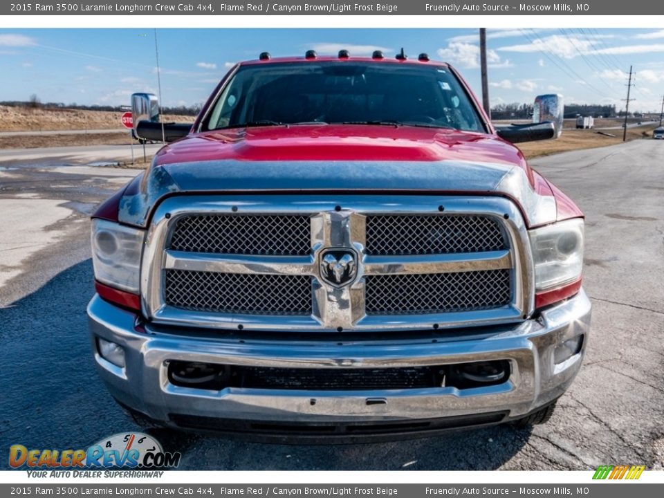 2015 Ram 3500 Laramie Longhorn Crew Cab 4x4 Flame Red / Canyon Brown/Light Frost Beige Photo #9