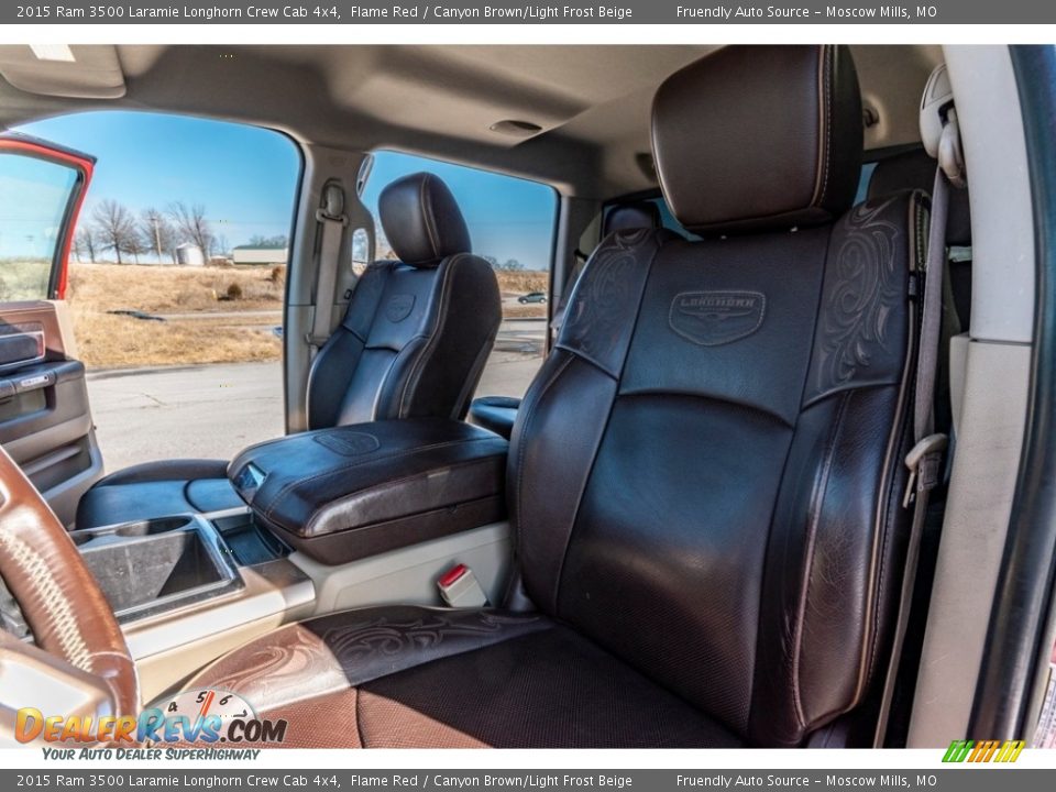 2015 Ram 3500 Laramie Longhorn Crew Cab 4x4 Flame Red / Canyon Brown/Light Frost Beige Photo #18