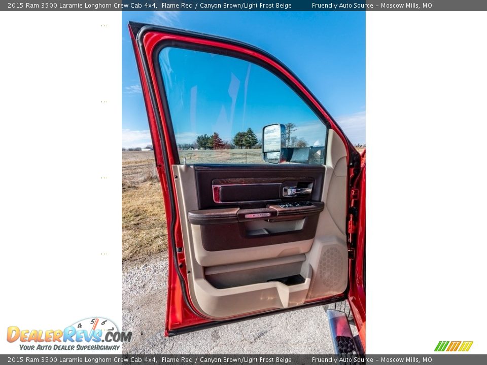 2015 Ram 3500 Laramie Longhorn Crew Cab 4x4 Flame Red / Canyon Brown/Light Frost Beige Photo #21