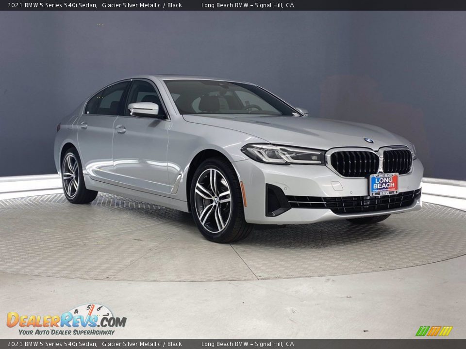 2021 BMW 5 Series 540i Sedan Glacier Silver Metallic / Black Photo #1