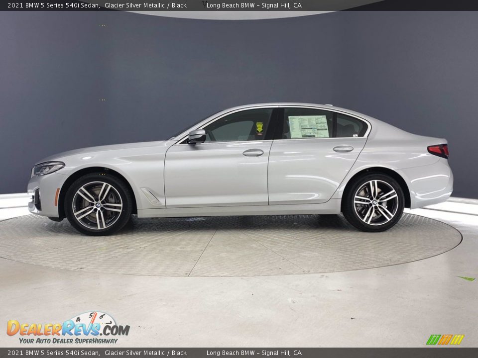 2021 BMW 5 Series 540i Sedan Glacier Silver Metallic / Black Photo #6