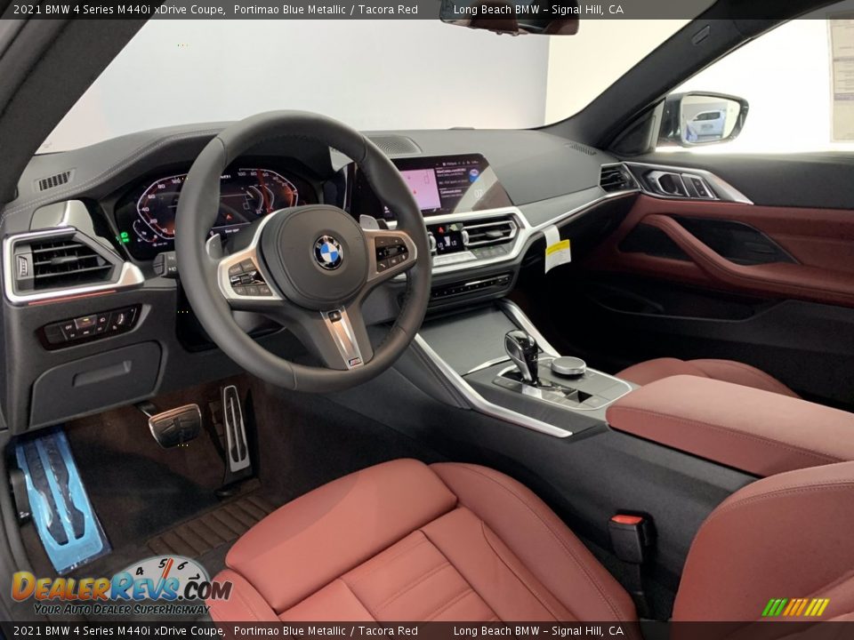 2021 BMW 4 Series M440i xDrive Coupe Portimao Blue Metallic / Tacora Red Photo #7