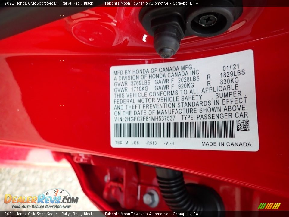 2021 Honda Civic Sport Sedan Rallye Red / Black Photo #12