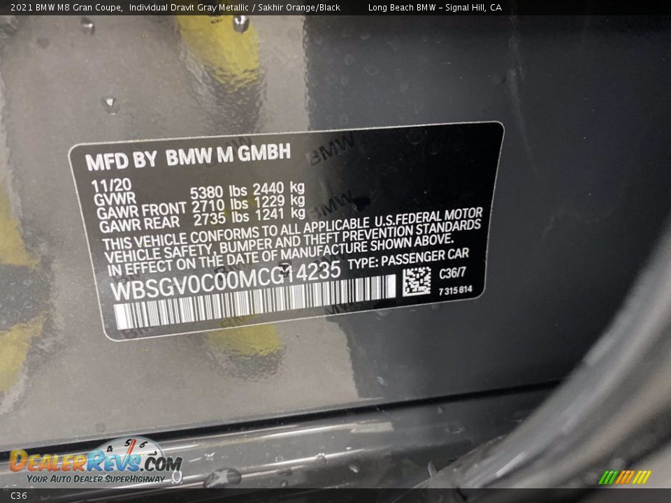 BMW Color Code C36 Individual Dravit Gray Metallic