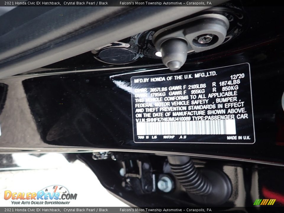 2021 Honda Civic EX Hatchback Crystal Black Pearl / Black Photo #12