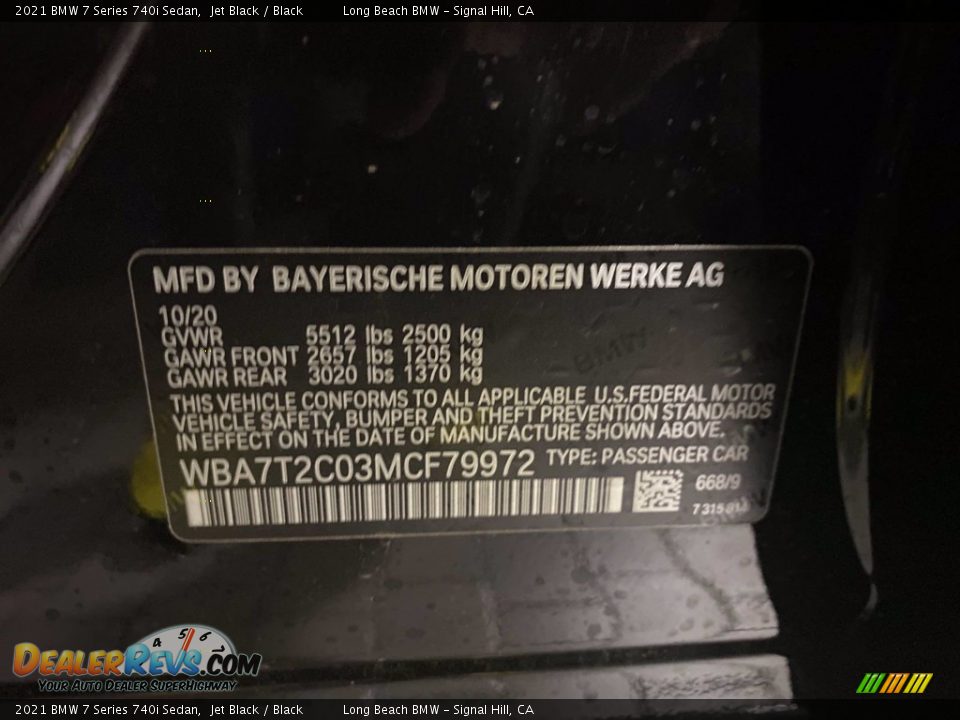 2021 BMW 7 Series 740i Sedan Jet Black / Black Photo #32