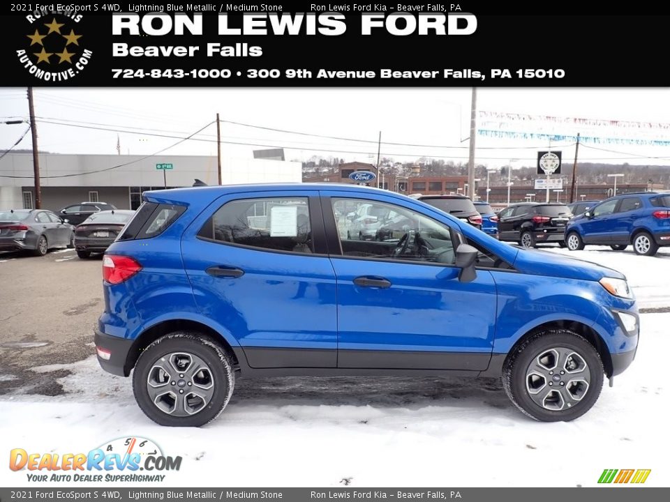 2021 Ford EcoSport S 4WD Lightning Blue Metallic / Medium Stone Photo #1