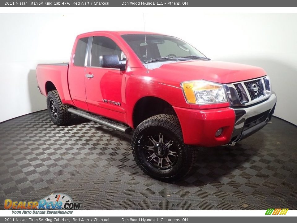 2011 Nissan Titan SV King Cab 4x4 Red Alert / Charcoal Photo #2