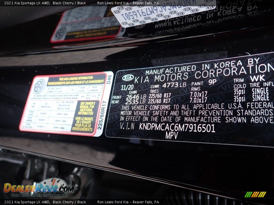 2021 Kia Sportage LX AWD Black Cherry / Black Photo #14