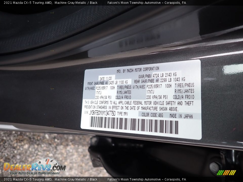 2021 Mazda CX-5 Touring AWD Machine Gray Metallic / Black Photo #11