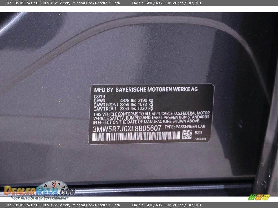 2020 BMW 3 Series 330i xDrive Sedan Mineral Grey Metallic / Black Photo #26