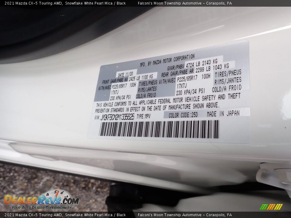 2021 Mazda CX-5 Touring AWD Snowflake White Pearl Mica / Black Photo #11