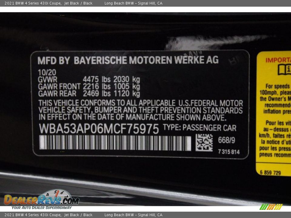 2021 BMW 4 Series 430i Coupe Jet Black / Black Photo #25