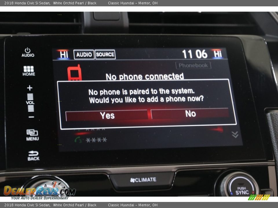 2018 Honda Civic Si Sedan White Orchid Pearl / Black Photo #12