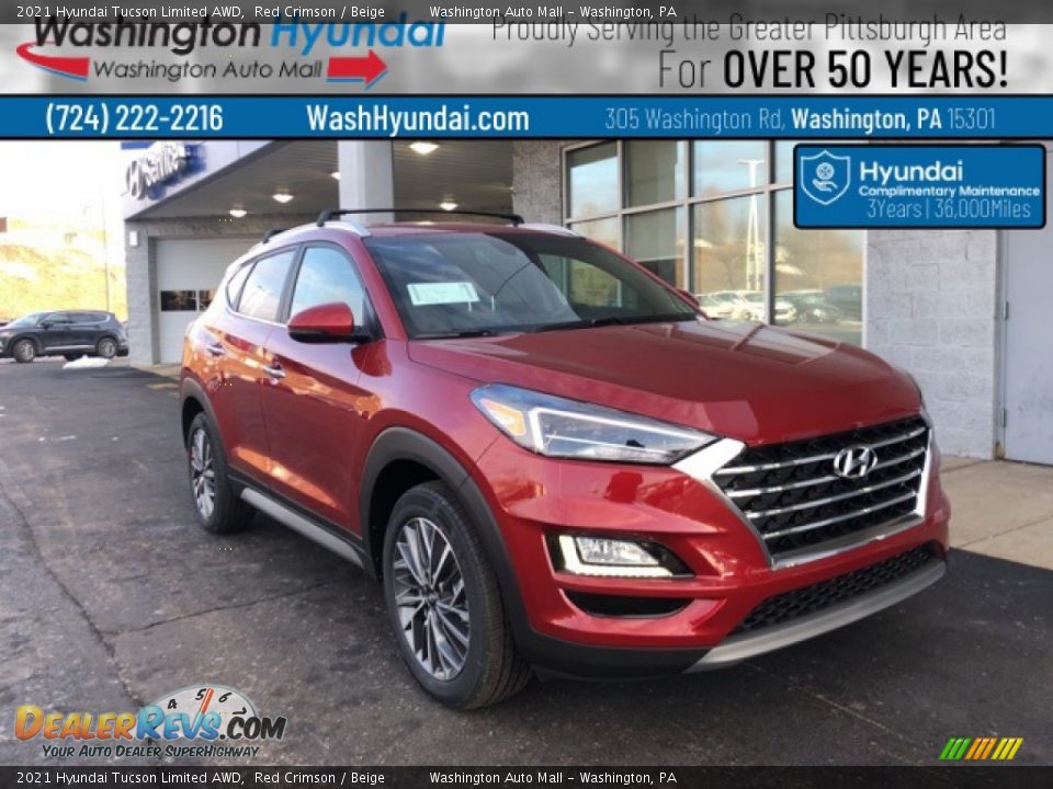 2021 Hyundai Tucson Limited AWD Red Crimson / Beige Photo #1