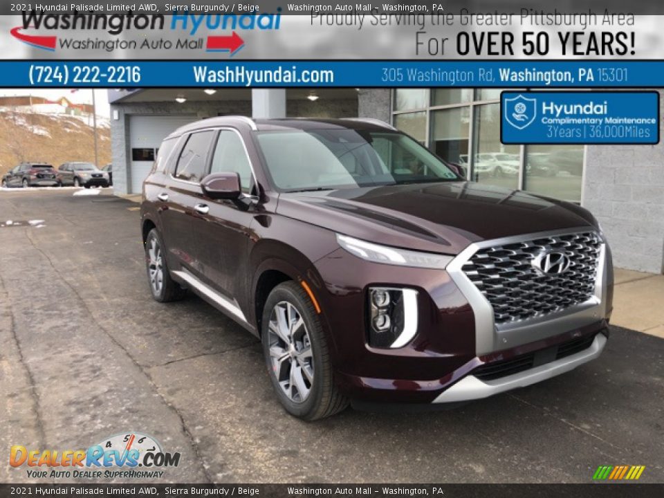 2021 Hyundai Palisade Limited AWD Sierra Burgundy / Beige Photo #1