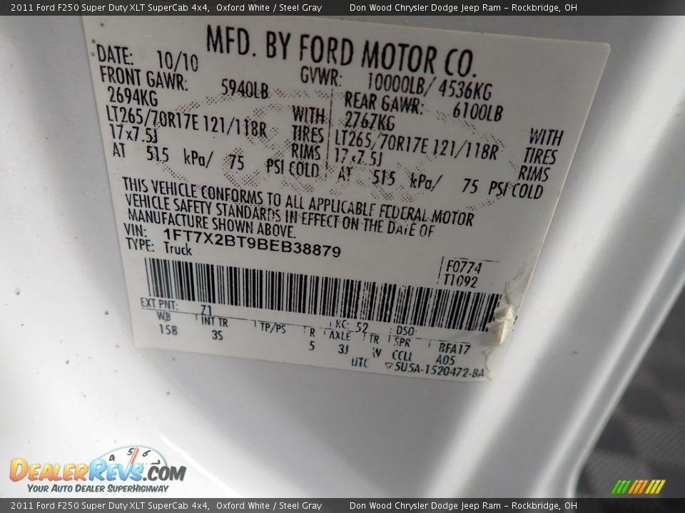 2011 Ford F250 Super Duty XLT SuperCab 4x4 Oxford White / Steel Gray Photo #32