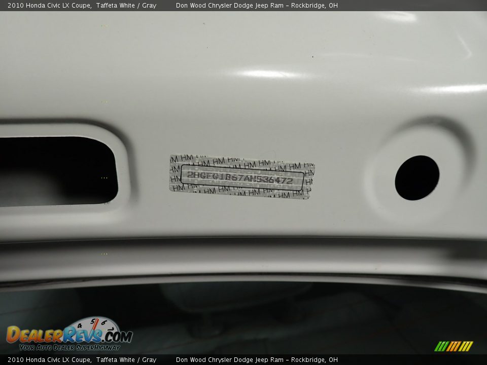 2010 Honda Civic LX Coupe Taffeta White / Gray Photo #33