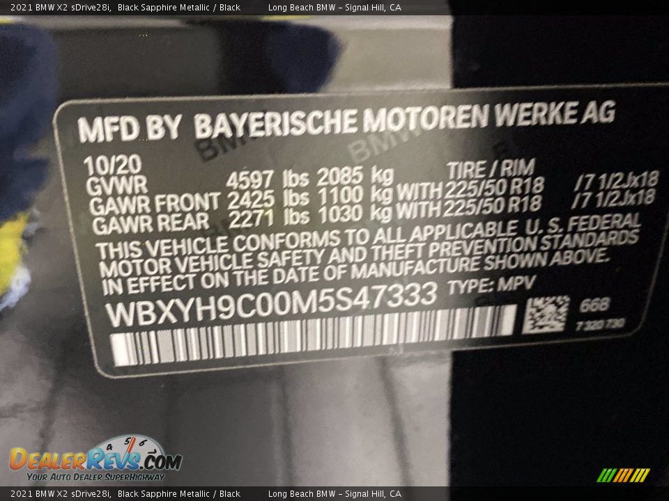 2021 BMW X2 sDrive28i Black Sapphire Metallic / Black Photo #33