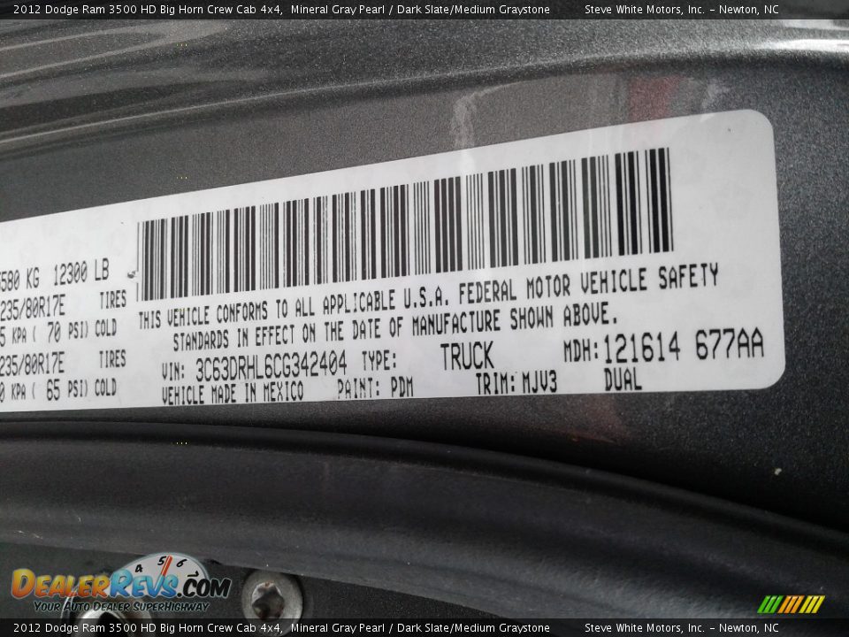 2012 Dodge Ram 3500 HD Big Horn Crew Cab 4x4 Mineral Gray Pearl / Dark Slate/Medium Graystone Photo #34