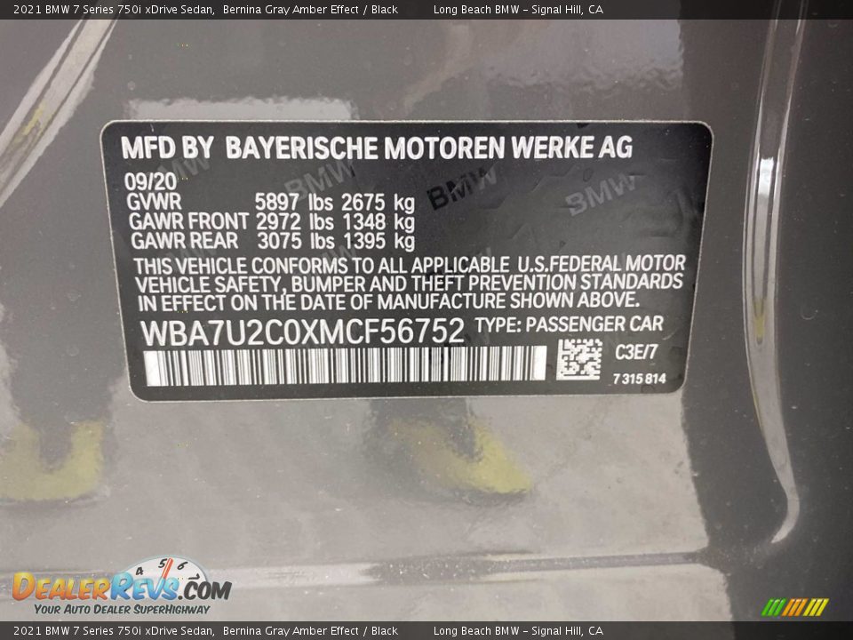 2021 BMW 7 Series 750i xDrive Sedan Bernina Gray Amber Effect / Black Photo #27