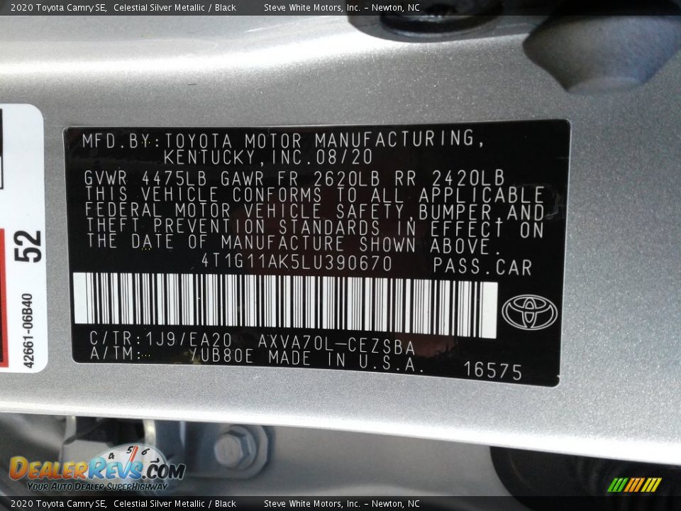 2020 Toyota Camry SE Celestial Silver Metallic / Black Photo #29