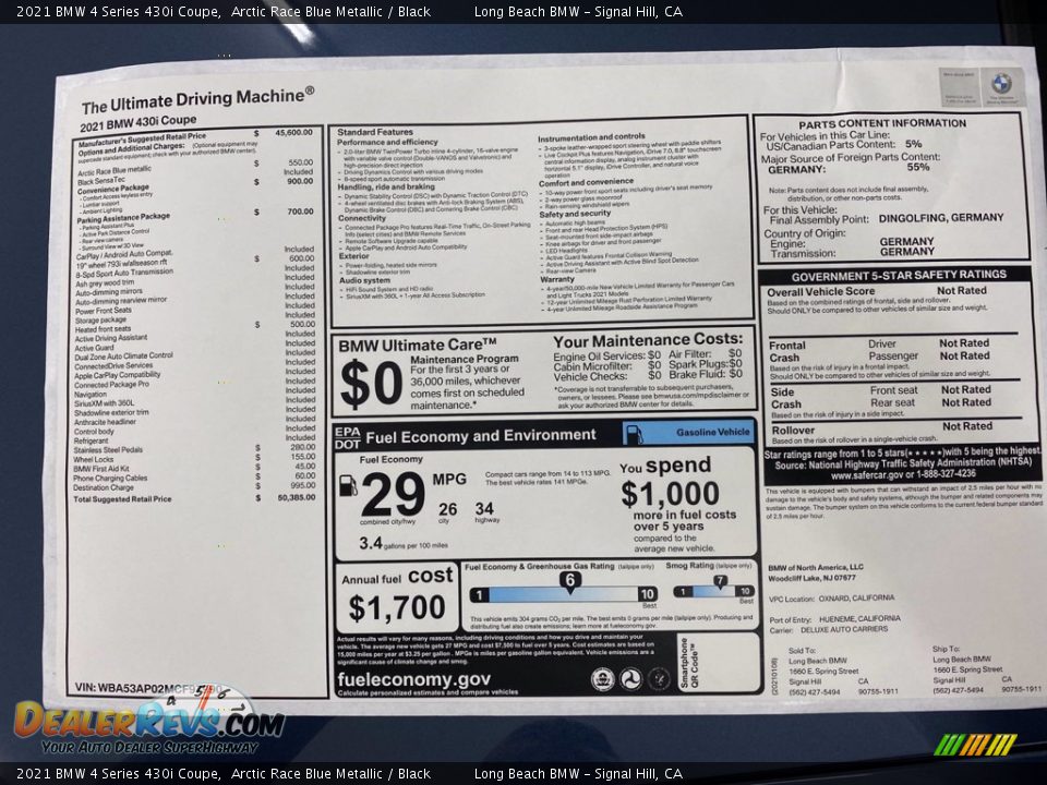 2021 BMW 4 Series 430i Coupe Window Sticker Photo #12