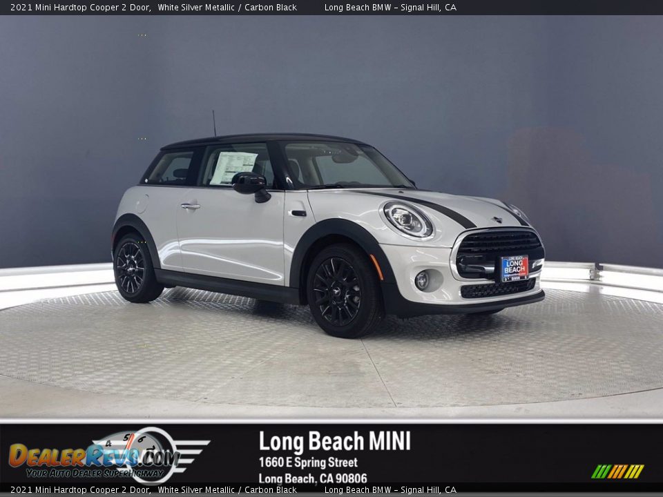 2021 Mini Hardtop Cooper 2 Door White Silver Metallic / Carbon Black Photo #1