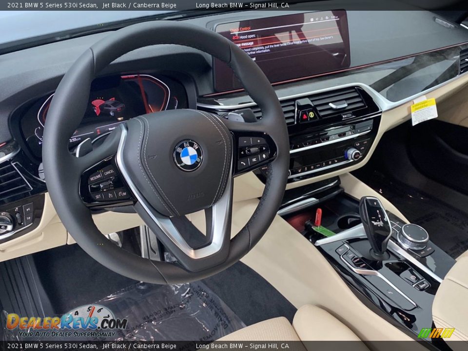 2021 BMW 5 Series 530i Sedan Jet Black / Canberra Beige Photo #14