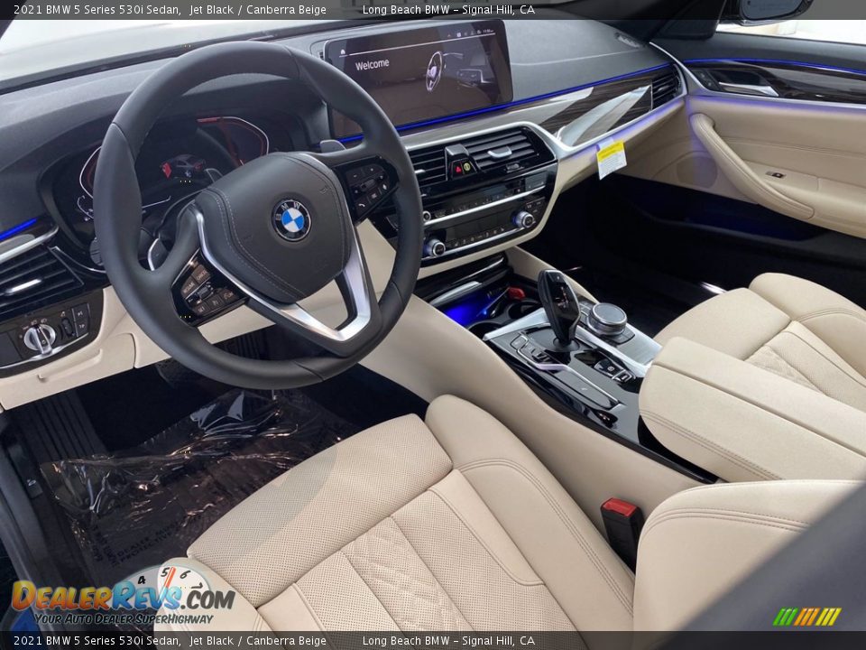 2021 BMW 5 Series 530i Sedan Jet Black / Canberra Beige Photo #14