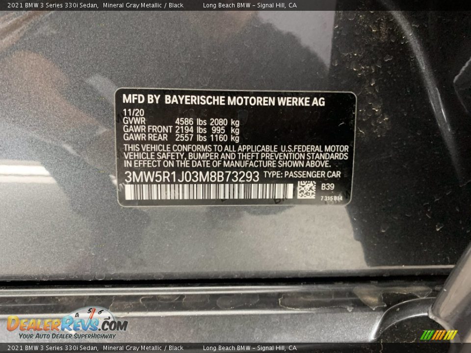 2021 BMW 3 Series 330i Sedan Mineral Gray Metallic / Black Photo #3