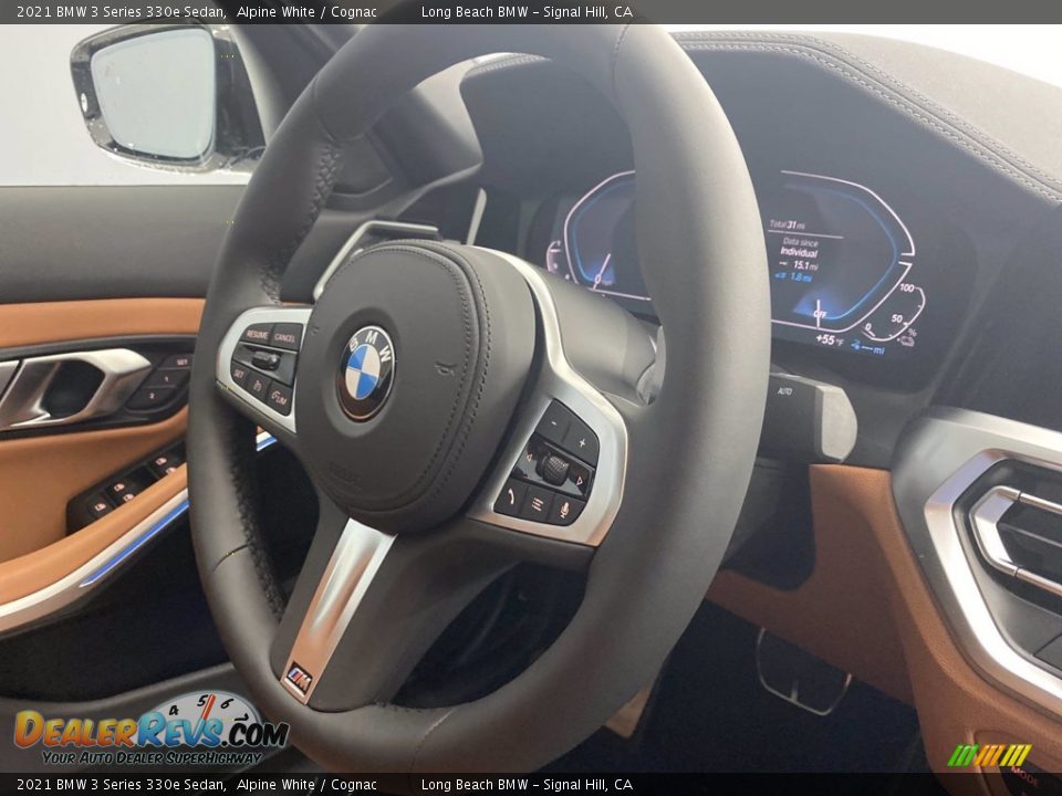 2021 BMW 3 Series 330e Sedan Alpine White / Cognac Photo #30