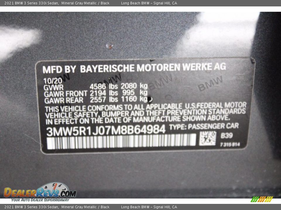 2021 BMW 3 Series 330i Sedan Mineral Gray Metallic / Black Photo #25