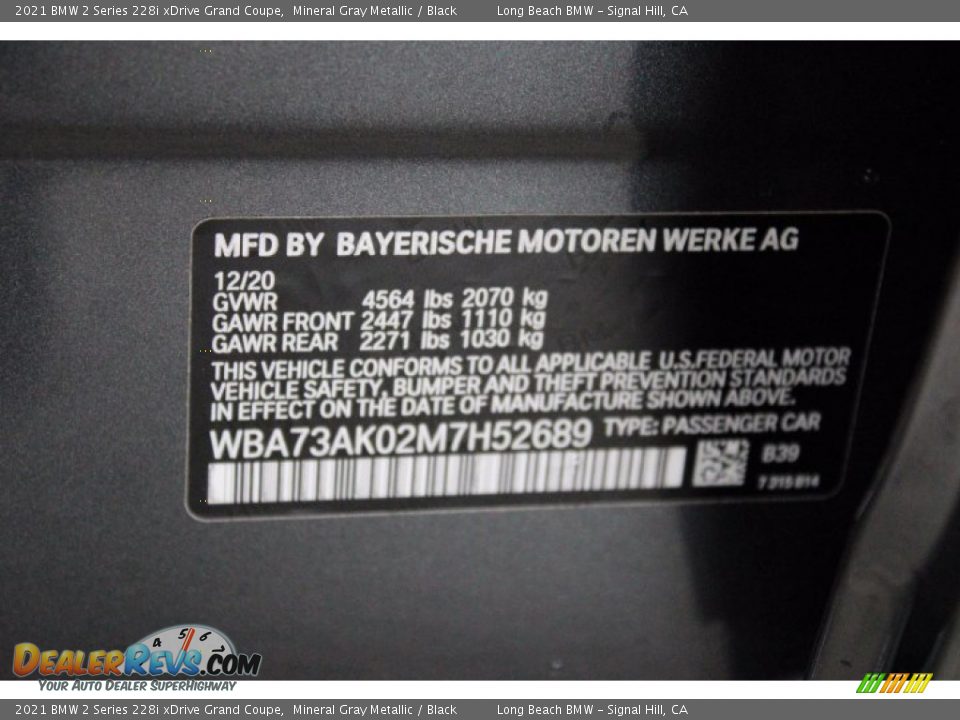 2021 BMW 2 Series 228i xDrive Grand Coupe Mineral Gray Metallic / Black Photo #25