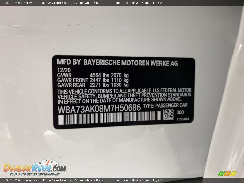 2021 BMW 2 Series 228i xDrive Grand Coupe Alpine White / Black Photo #3
