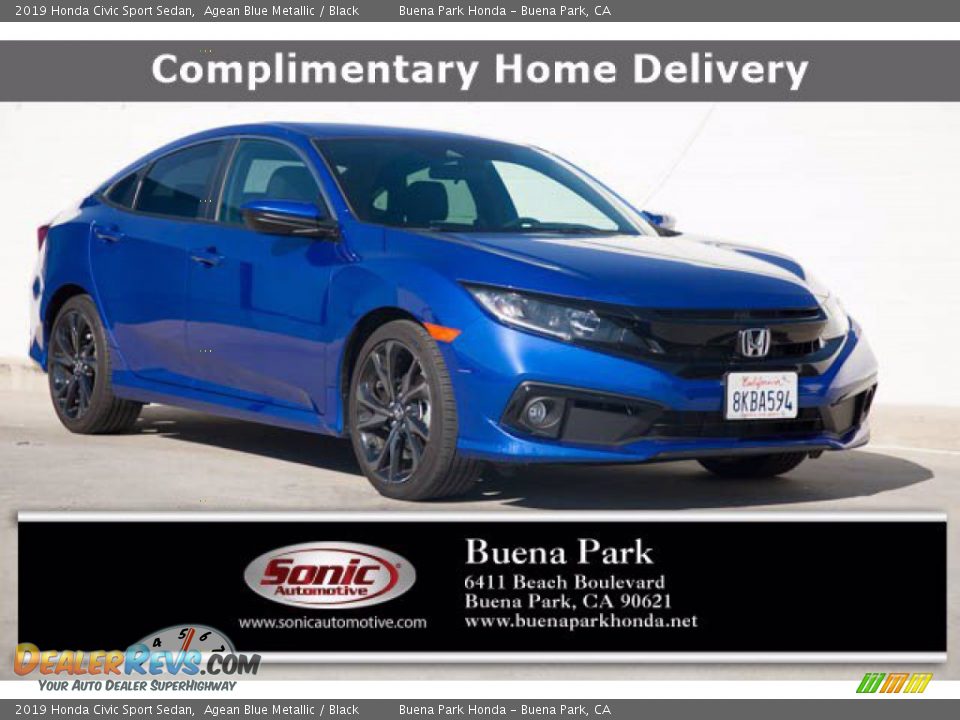 2019 Honda Civic Sport Sedan Agean Blue Metallic / Black Photo #1